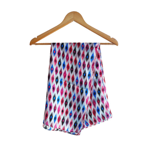 Vibrant Silk Stole with Ikat-Inspired Motifs