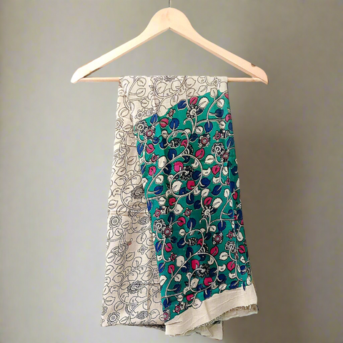 Kalamkari Hand Block Printed Cotton Dupatta 115X225 Cm