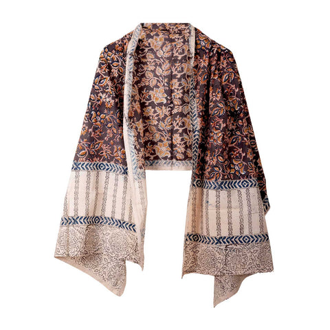 Indian Scarves Women's Kalamkari cotton stole Size  55x194 cm