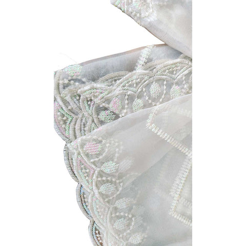 India Scarve's Net Cut Goldan Embroidered Floral Design  Dupatta