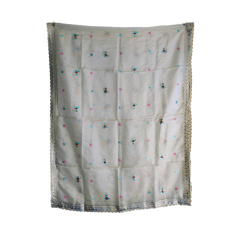 India Scarves Silk Dupatta with Intricate Embroidery