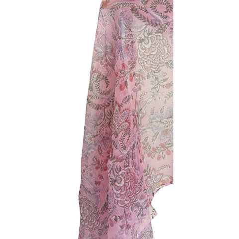 India Scarves Kota Doria Cotton Silk Grey and Pink Color floral Dupatta(Light pink)…