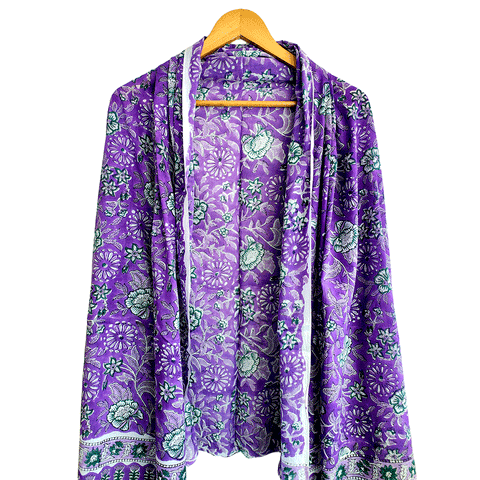 Bagru Block Print Sarong, Sarong Beach Wrap, Cotton Sarong,Pareo, Summer Pareo ,Size 45X80 Inc (Purple Colour)