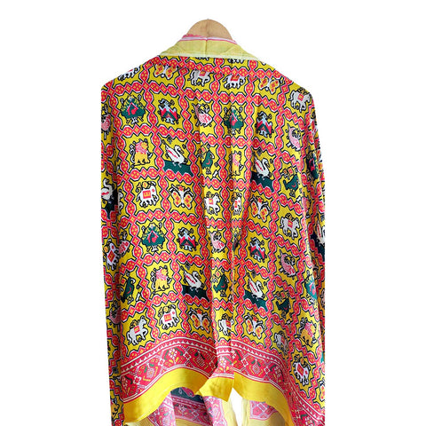 Semi Gaji Silk Bandhani Dupatta(Yellow)