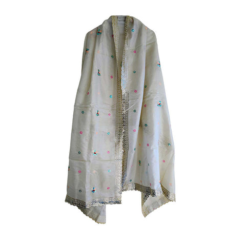 India Scarves Silk Dupatta with Intricate Embroidery