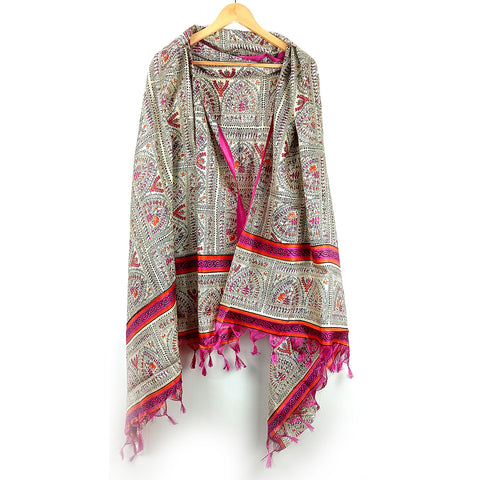 Khadi Cotton Poly Silk Tribal Print Dupatta