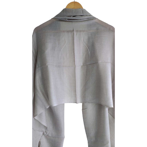 Earthy Elegance Embroidered Wool Stole | Light Grey | Artisan Winter Wrap