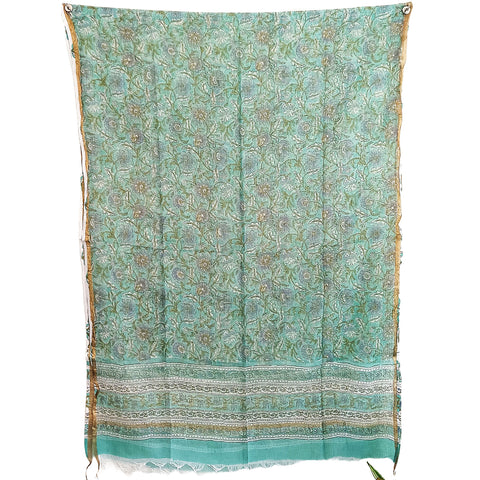 India Scarves Kota Doria Cotton Silk Green Floralm Dupatta…