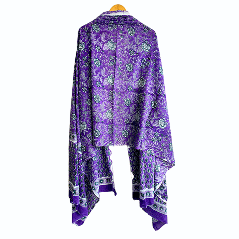 Bagru Block Print Sarong, Sarong Beach Wrap, Cotton Sarong,Pareo, Summer Pareo ,Size 45X80 Inc (Purple Colour)