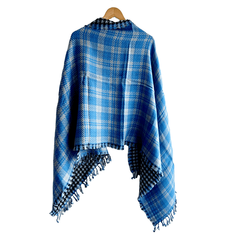 Earthy Elegance Embroidered Wool Stole | Blue | Warm Winter Wrap (QZ-34VT-HY06)