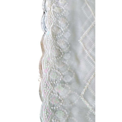 India Scarve's Net Cut Goldan Embroidered Floral Design  Dupatta