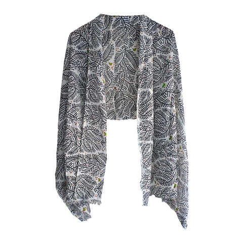 Women's Reversible Silk Viscose Summer Stole, with Fringe Tassels, 185 x 75 cm