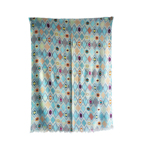 India Scarves Women's Viscose Geoi Design Blue,Purple,yellow and green colour Fragrance Stole, 75 Cm x 185 Cm