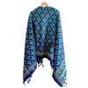 Cotton Silk Silvermerc Designs Checked Dupatta with Tassels Multi Color Size W 115 Cm X L 230 Cm (Royal Blue)