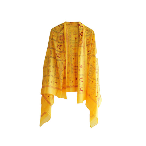 Yoga  Exercise Diagram Cotton Sarong  Large Beach Wrap (Yellow Color )