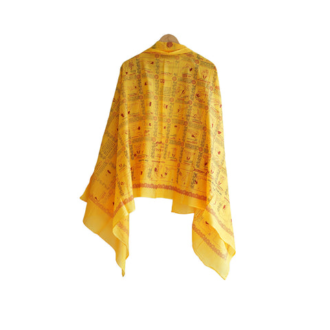Yoga  Exercise Diagram Cotton Sarong  Large Beach Wrap (Yellow Color )