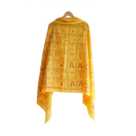 Yoga  Exercise Diagram Cotton Sarong  Large Beach Wrap (Yellow Color )