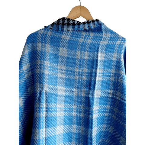 Earthy Elegance Embroidered Wool Stole | Blue | Warm Winter Wrap (QZ-34VT-HY06)