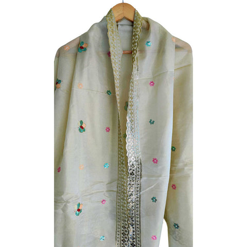 India Scarves Silk Dupatta with Intricate Embroidery