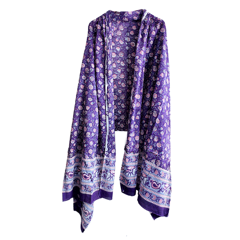 Bagru Block Print Sarong, Sarong Beach Wrap, Cotton Sarong,Pareo, Summer Pareo ,Size 45X80 Inc (Purple Colour)