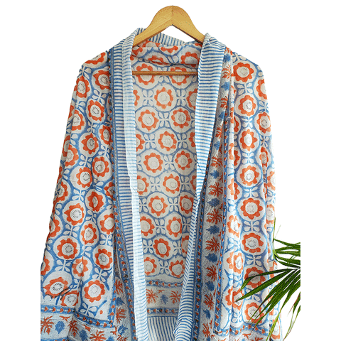 Bagru Block Print Sarong, Sarong Beach Wrap, Cotton Sarong,Pareo, Summer Pareo ,Size 45X80 Inc(light blue)