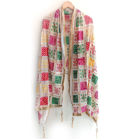 Kutch Embroidery Desigen Ludo Style Function Dupatta Size W 110 Cm X L 220 Cm.