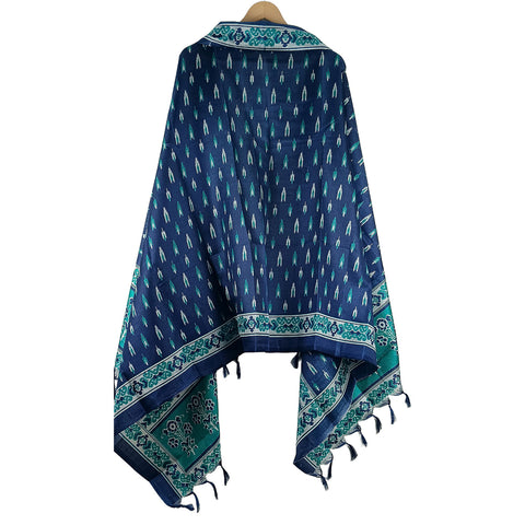 Khadi Cotton Poly Silk Digital Ikat Print Dupatta