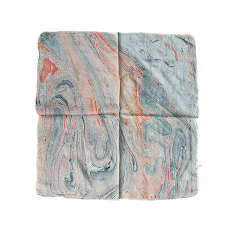 Handcrafted Marble Print Silk Bandana 50x50cm | Abstract Swirl Square Scarf — 1ISVSCS1A