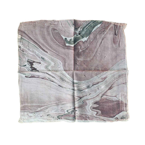 Handcrafted Marble Print Silk Bandana 50x50cm | Abstract Swirl Square Scarf — 1ISVSCS1A