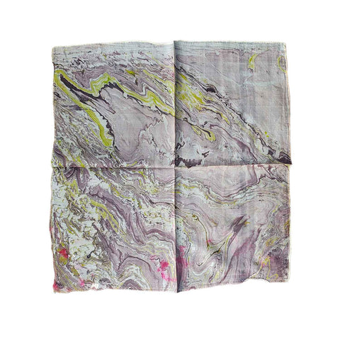 Handcrafted Marble Print Silk Bandana 50x50cm | Abstract Swirl Square Scarf — 1ISVSCS1A