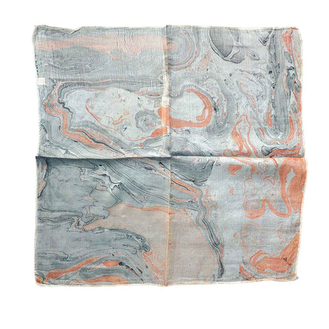 Handcrafted Marble Print Silk Bandana 50x50cm | Abstract Swirl Square Scarf — 1ISVSCS1A
