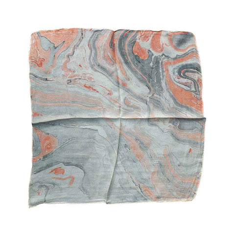 Handcrafted Marble Print Silk Bandana 50x50cm | Abstract Swirl Square Scarf — 1ISVSCS1A