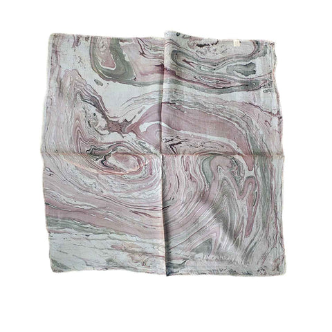 Handcrafted Marble Print Silk Bandana 50x50cm | Abstract Swirl Square Scarf — 1ISVSCS1A