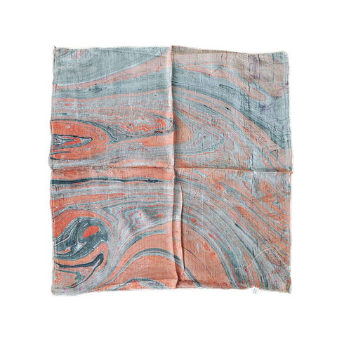 Handcrafted Marble Print Silk Bandana 50x50cm | Abstract Swirl Square Scarf — 1ISVSCS1A