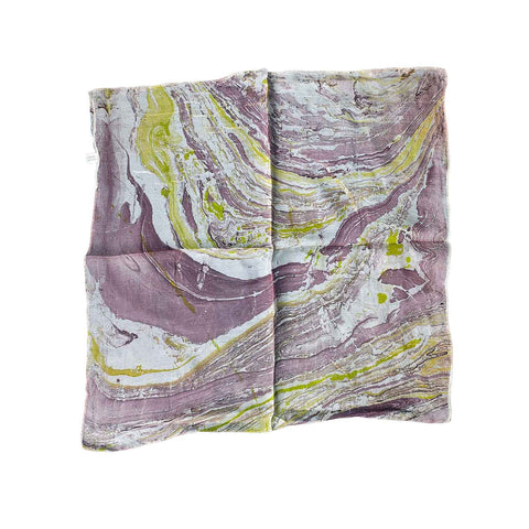 Handcrafted Marble Print Silk Bandana 50x50cm | Abstract Swirl Square Scarf — 1ISVSCS1A
