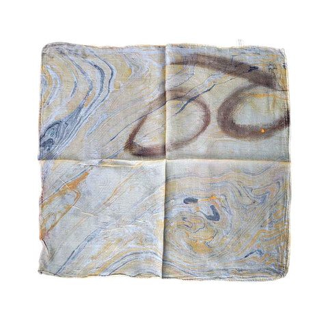 Handcrafted Marble Print Silk Bandana 50x50cm | Abstract Swirl Square Scarf — 1ISVSCS1A