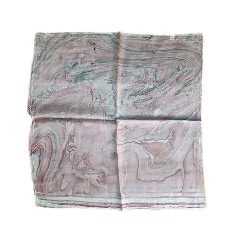 Handcrafted Marble Print Silk Bandana 50x50cm | Abstract Swirl Square Scarf — 1ISVSCS1A