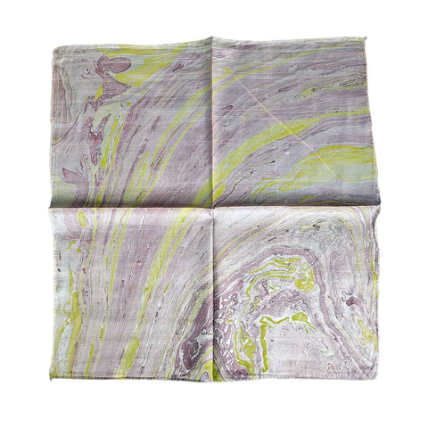 Handcrafted Marble Print Silk Bandana 50x50cm | Abstract Swirl Square Scarf — 1ISVSCS1A