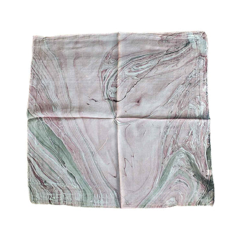 Handcrafted Marble Print Silk Bandana 50x50cm | Abstract Swirl Square Scarf — 1ISVSCS1A