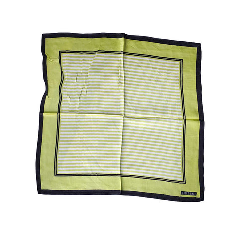 Green and white striped square scarf with black border on a white background