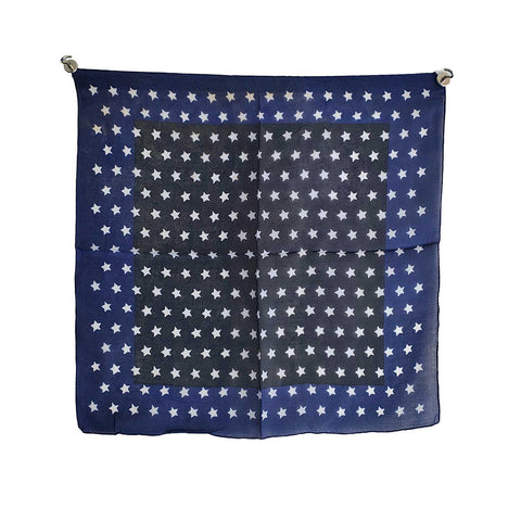 Handcrafted Star Print Silk Bandana 50x50cm | Square Scarf — ISVSCS1T