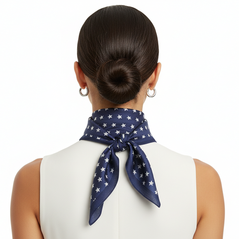 Handcrafted Star Print Silk Bandana 50x50cm | Square Scarf — ISVSCS1T