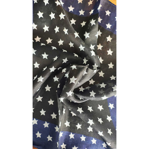 Handcrafted Star Print Silk Bandana 50x50cm | Square Scarf — ISVSCS1T