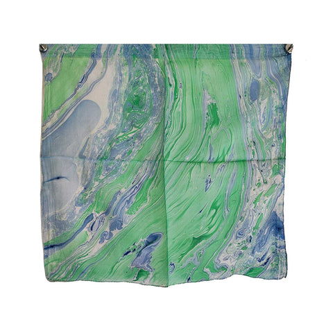 Handcrafted Marble Print Silk Bandana 50x50cm | Abstract Square Scarf — ISVSCS2C