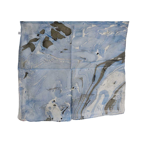 Handcrafted Marble Print Silk Bandana 50x50cm | Abstract Square Scarf — ISVSCS2D