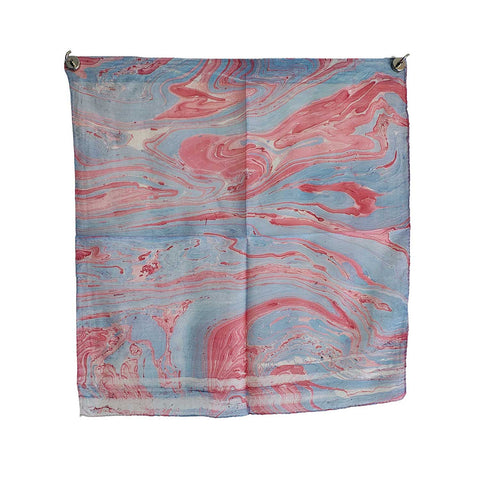 Handcrafted Marble Print Silk Bandana 50x50cm | Abstract Square Scarf — ISVSCS2E