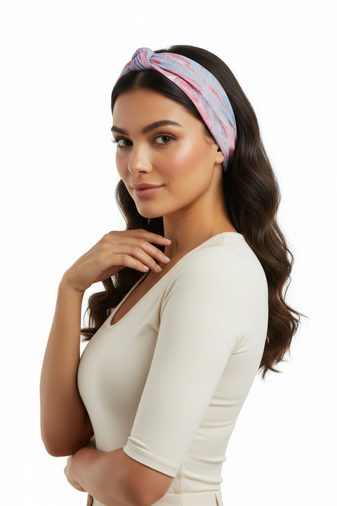 Handcrafted Marble Print Silk Bandana 50x50cm | Abstract Square Scarf — ISVSCS2E