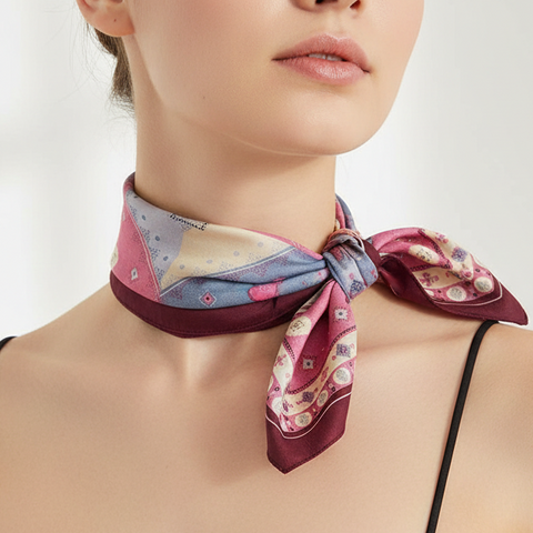 Handcrafted Multicolour Print Silk Bandana 50x50cm | Abstract Square Scarf — ISVSCS2F