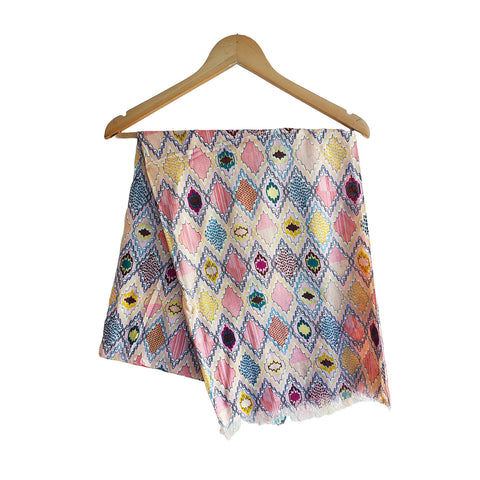 India Scarves Women's Viscose Geoi Design Beige,Green,white and green colour Fragrance Stole, 75 Cm x 185 Cm