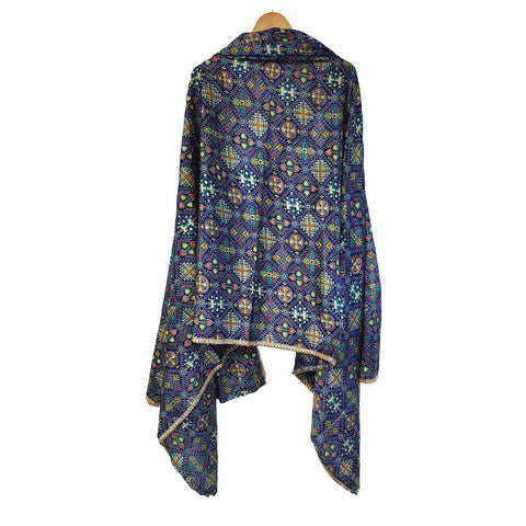Pakistani Digital Printed Chinnon Dupatta With Heavy Mirror Work ( Dark Blue Color )